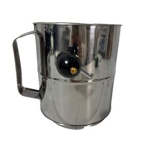 Flour Sifter 8 Cup Stainless Steel Rotary Hand Crank New!